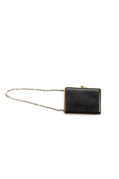 Desigenr Vintage Metal Chain Strap Kiss Lock Cardholder Black