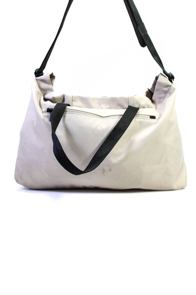 Everlane Womens Nylon Zip Closure Messenger Travel Bag Beige Size L
