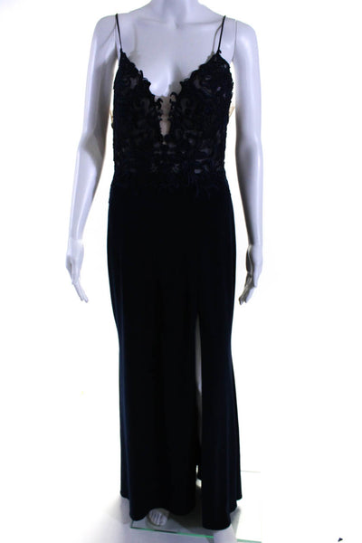 FAVIANA Womens Navy Lace Bodice Gown Blue Size 10R 12159570