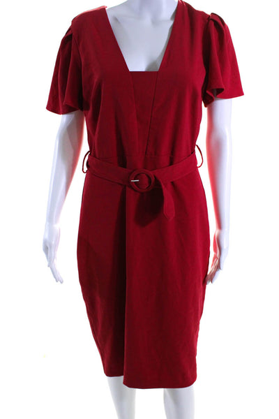 Badgley Mischka Womens Red Flutter Sleeve Dress Red Size 12 13647274