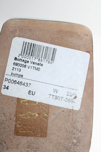 Bottega Veneta Womens Patent Leather Square Toe Slingbacks Pumps Brown Size 34 4