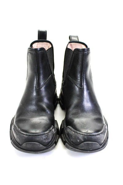 Gucci Womens Leather Stretch Inset Chunky Ankle Boots Black Size 34 4