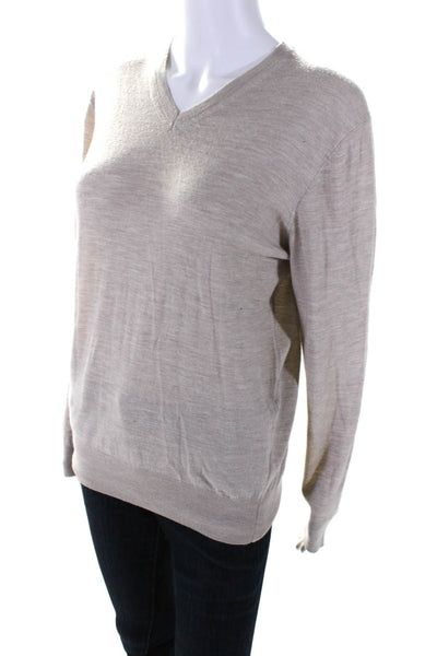 The Row Womens Long Sleeves Pullover V Neck Sweater Beige Size Small