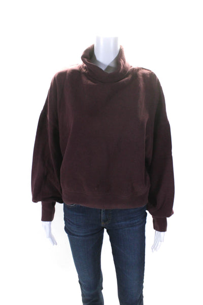 Z Supply Womens Pullover Oversized Cowl Neck Sweatshirt Red Cotton Size Medium