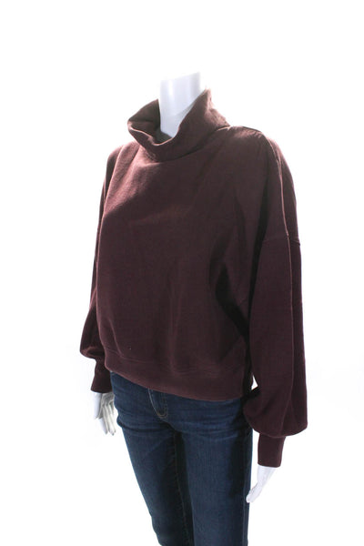 Z Supply Womens Pullover Oversized Cowl Neck Sweatshirt Red Cotton Size Medium