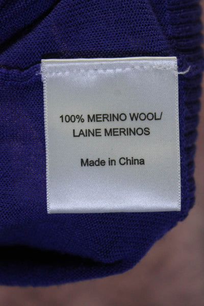 Tory Burch Womens Merino Wool V-Neck Buttoned Long Sleeve Cardigan Blue Size XS