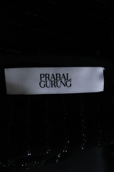 Prabal Gurung Womens Button Down Cardigan Sweater Black Silver Size Small