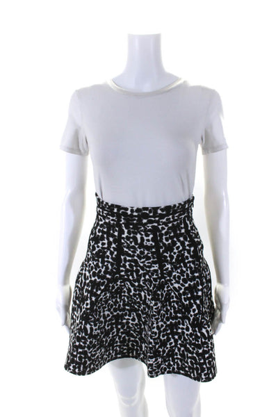 Antonio Berardi Womens Floral Print A Line Skirt White Black Size EUR 40