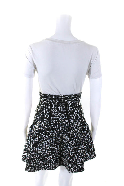 Antonio Berardi Womens Floral Print A Line Skirt White Black Size EUR 40