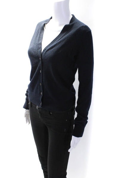 Organic John Patrick Womens Cashmere V-Neck Buttoned Cardigan Navy Size XS