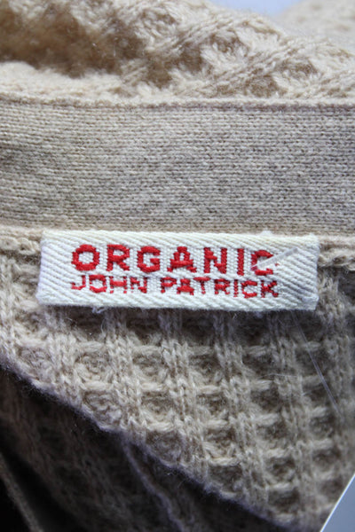Organic John Patrick Womens Merino Wool Knitted Buttoned Cardigan Tan Size S