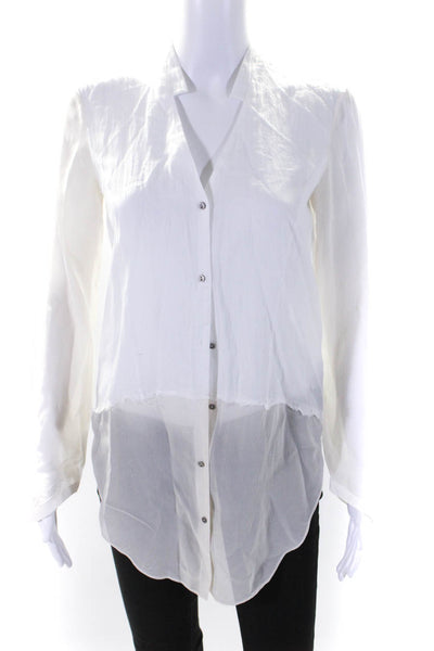 Helmut Lang Womens Cotton Patchwork Buttoned Long Sleeve Top White Size S