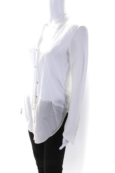 Helmut Lang Womens Cotton Patchwork Buttoned Long Sleeve Top White Size S