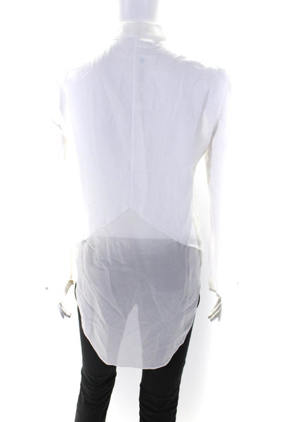 Helmut Lang Womens Cotton Patchwork Buttoned Long Sleeve Top White Size S