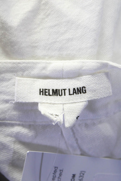 Helmut Lang Womens Cotton Patchwork Buttoned Long Sleeve Top White Size S