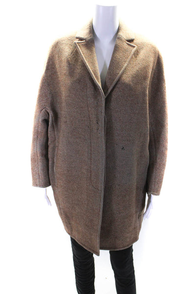 ACNE Studios Womens Wool Single Breasted Collared Overcoat Brown Size 32