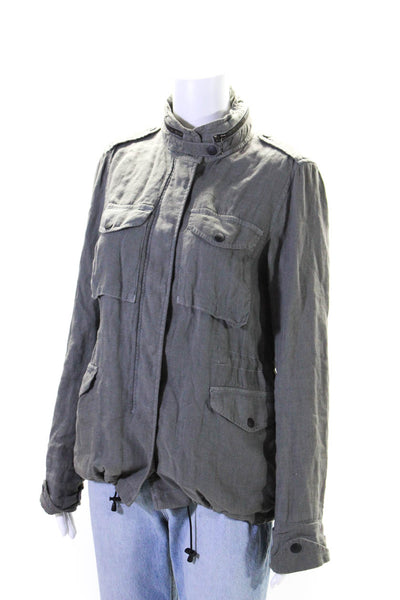 Rag & Bone Jean Womens Linen Hooded Cargo Jacket Gray Size Extra Small