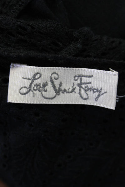 Love Shack Fancy Womens Eyelet Button Down A Line Dress Black Size Small