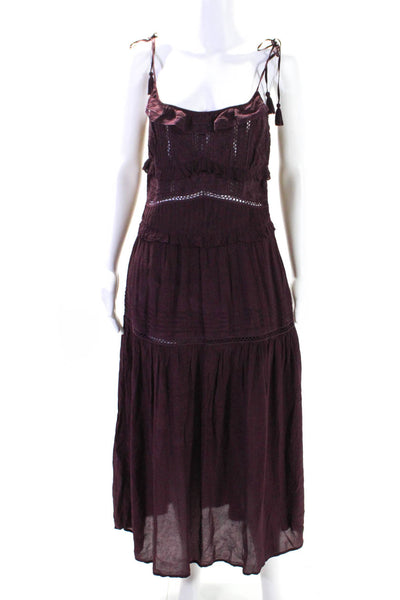 Sea New York Womens Ruffled Spaghetti Strap Maxi Dress Purple Size 2