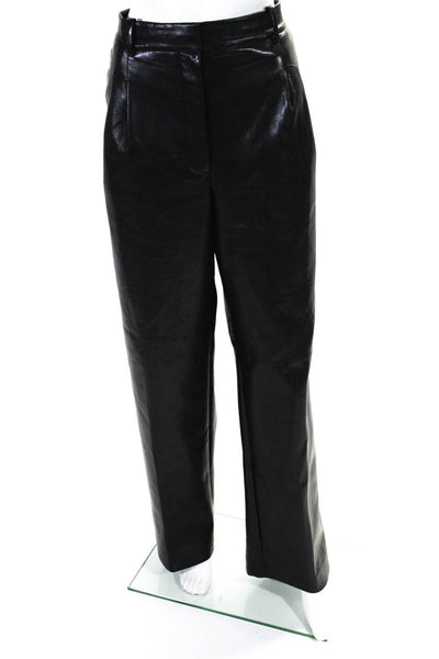 Wilfred Womens High Waist Straight Leg Faux Leather Pants Black Size 14