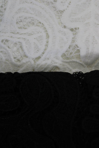 Deletta Anthropologie Womens Lace Jersey Top Blouse Black White Size Large Lot 2