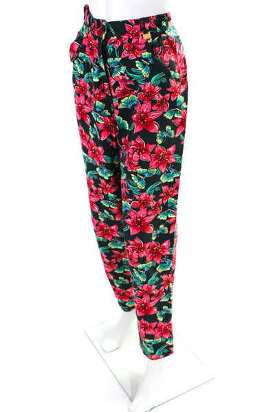 Lily Pulitzer Womens Cotton Floral Print Straight Leg Pants Black Red Size 14