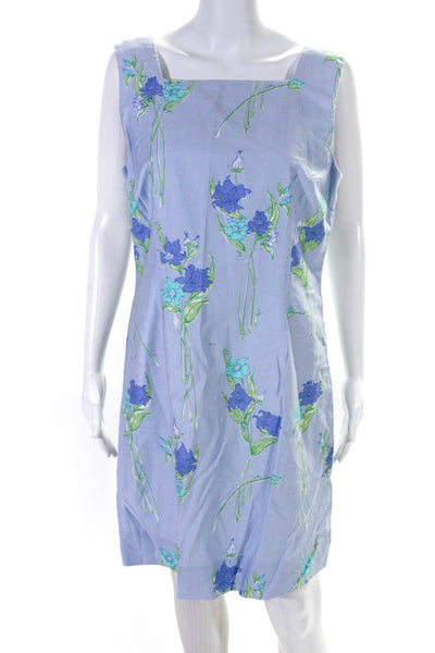 Lily Pulitzer Womens Square Neck Sleeveless Floral Shift Dress Lilac Size 12