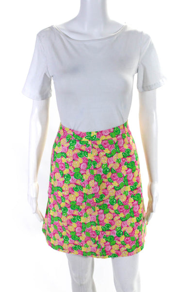 Lily Pulitzer Womens Cotton Citrus Print Lined Knee Length Skirt Pink Size 12