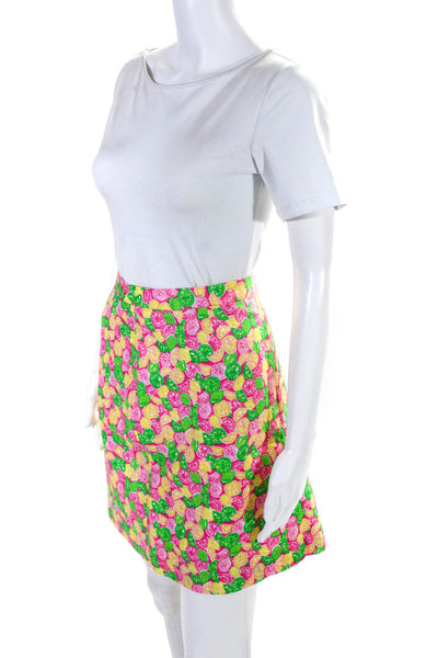 Lily Pulitzer Womens Cotton Citrus Print Lined Knee Length Skirt Pink Size 12