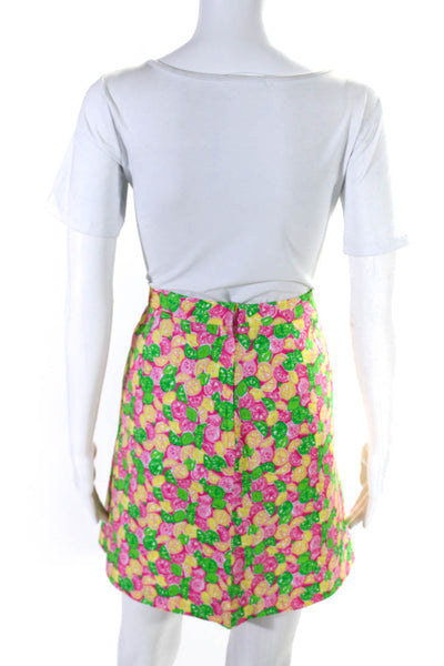 Lily Pulitzer Womens Cotton Citrus Print Lined Knee Length Skirt Pink Size 12