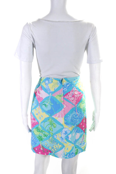 Lily Pulitzer Womens Cotton Graphic Print Lined Mini Skirt Blue Size 12