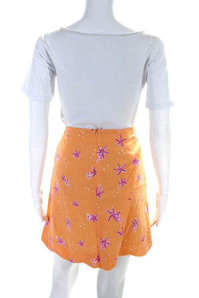 Lily Pulitzer Womens Cotton Floral Starfish Scalloped Hem Skirt Orange Size 12