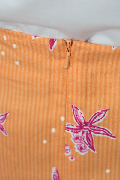 Lily Pulitzer Womens Cotton Floral Starfish Scalloped Hem Skirt Orange Size 12