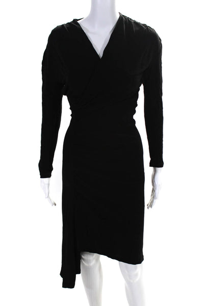 Atlein Womens Black Long Sleeve Ruched Dress Black Size 34R 12551903