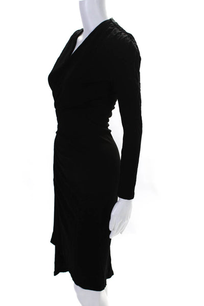 Atlein Womens Black Long Sleeve Ruched Dress Black Size 34R 12551903