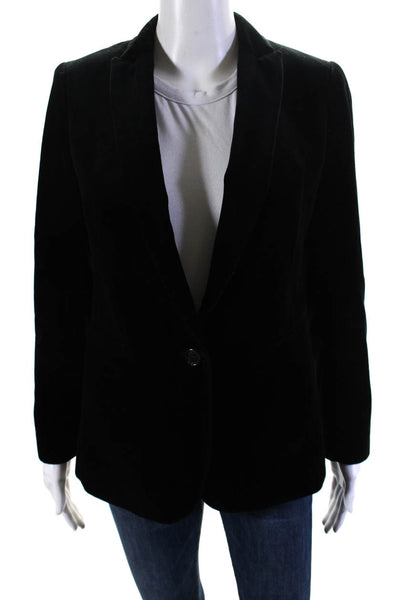 J Crew Womens Velour Single Breasted Notched Lapel Lined Blazer Black Size 2