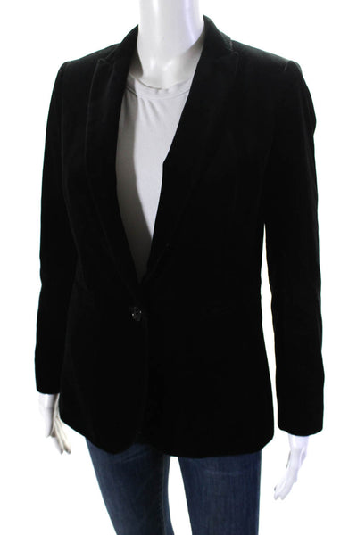 J Crew Womens Velour Single Breasted Notched Lapel Lined Blazer Black Size 2