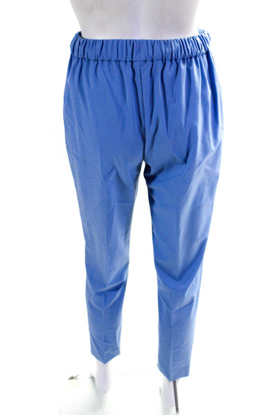 St. John Womens Wool Flat Front Elastic Waist Straight Leg Pants Blue Size XS