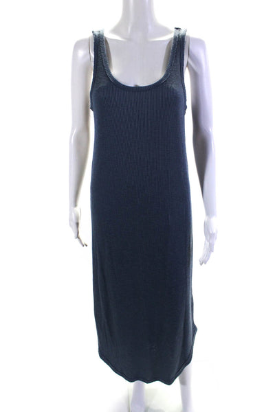 Z Supply Womens Ribbed Scoop Neck Sleeveless Maxi Dress Blue Size Medium