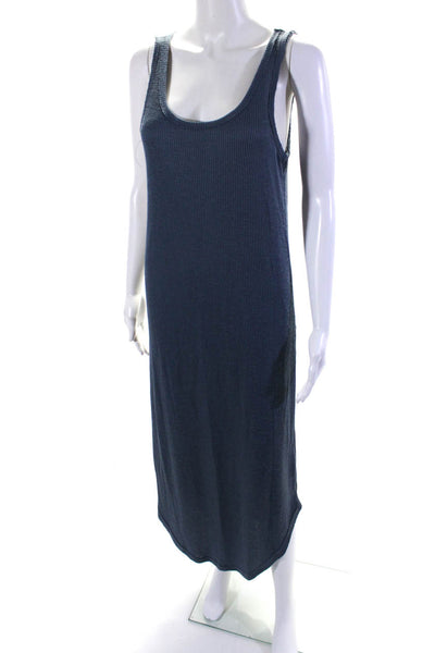 Z Supply Womens Ribbed Scoop Neck Sleeveless Maxi Dress Blue Size Medium