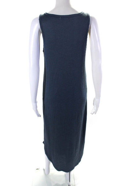 Z Supply Womens Ribbed Scoop Neck Sleeveless Maxi Dress Blue Size Medium