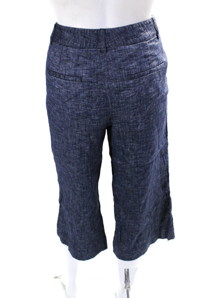 Theory Womens Linen Hook & Eye Zipped Wide Leg Slip-On Pants Blue Size 2