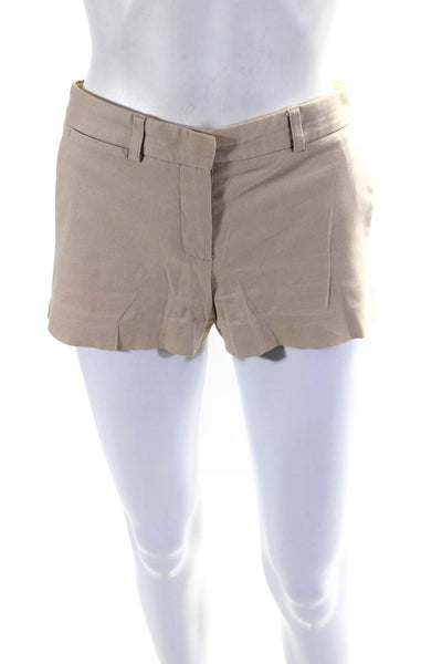 Theory Womens Cotton Hook & Eye Zipped Slip-On Casual Mini Shorts Tan Size 0
