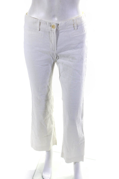 Theory Womens Linen Buttoned Zipped Bootcut Leg Casual Pants White Size 2