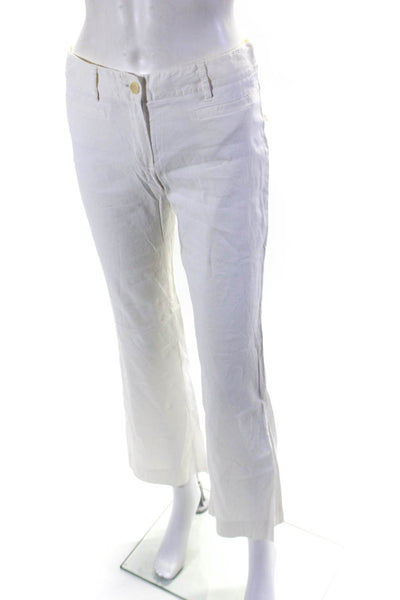 Theory Womens Linen Buttoned Zipped Bootcut Leg Casual Pants White Size 2