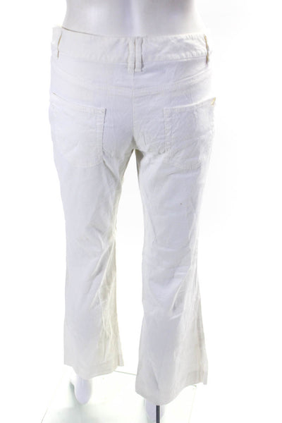 Theory Womens Linen Buttoned Zipped Bootcut Leg Casual Pants White Size 2