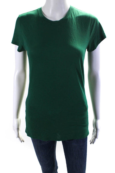 Vince Womens Cotton Round Neck Short Sleeve Pullover Casual Top Green Size S