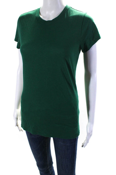 Vince Womens Cotton Round Neck Short Sleeve Pullover Casual Top Green Size S