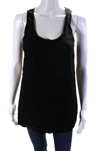 Theory Womens Linen Round Neck Pullover Sleeveless Tank Top Black Size P