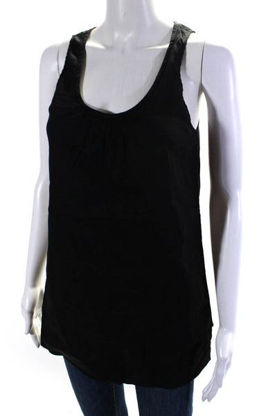 Theory Womens Linen Round Neck Pullover Sleeveless Tank Top Black Size P